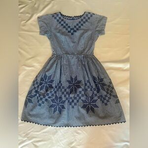Vintage embroidered gingham dress